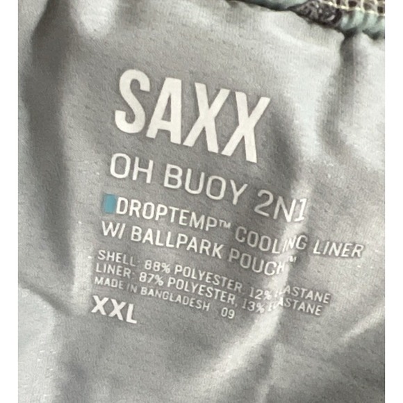 New SAXX Oh Buoy 2N1 Volley 5" Shorts Mens Swim Drop Temp Liner Tropical Birds - Picture 9 of 10